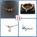 Miniatyrbild 1 av 4: Stenar och mineraler. Smyckesset Armband Halsband 3 Agate crazy spetspärlor 8 mm. Kedja Anpassningsbar storlek.