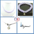 Miniatyrbild 1 av 4: Stenar och mineraler. Smyckesset Armband Halsband Lavendel Kalcedonpärlor 8 mm. Kedja Anpassningsbar storlek.
