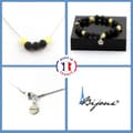 Miniatyrbild 1 av 4: Stenar och mineraler. Smyckesset Armband Halsband 8 mm Lava Beads + Yellow Calcite Anpassningsbar storlek.