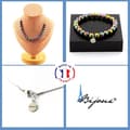 Miniatyrbild 1 av 4: Stenar och mineraler. Smyckesset Armband Halsband 20st Flerfärgade hematitpärlor 8 mm. Anpassningsbar storlek.