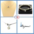 Miniatyrbild 1 av 4: Stenar och mineraler. Smyckesset Armband Halsband 1 Dalmatisk Jaspispärla 8 mm. Kedja i anpassningsbar storlek.