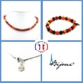 Miniatyrbild 1 av 4: Stenar och mineraler. Smyckesset Armband Halsband pärlor Ribboned Agate 8 mm. Kedja i anpassningsbar storlek.