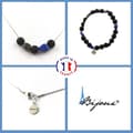 Miniatyrbild 1 av 4: Stenar och mineraler. Smyckesset Armband Halsband 8 mm Lava Beads + Lapis Lazuli Anpassningsbar storlek.