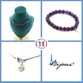 Miniatyrbild 1 av 4: Stenar och mineraler. Armband Halsband Set 15 Ametistpärlor 8 mm. Stålkedja Anpassningsbar storlek.