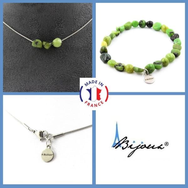 Stenar och mineraler. Smyckesset Armband Halsband 3 Nephrite Jade pärlor från Xiuyan Kina. Anpassningsbar storlek.
