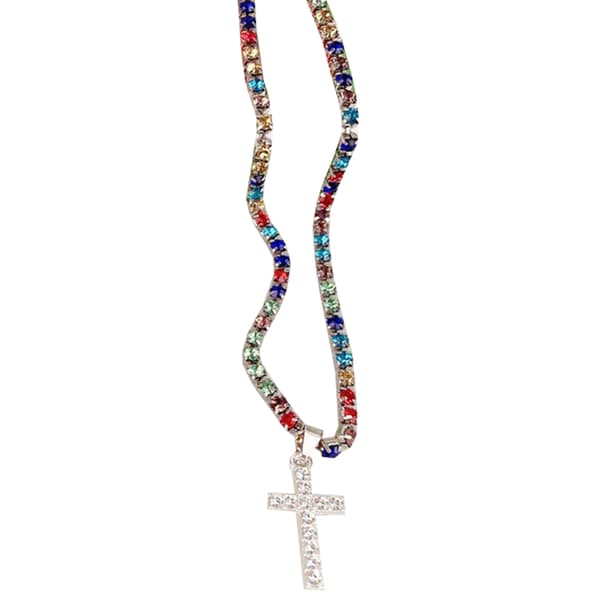 Exklusivt Stilrent Hög Kvalitet Kors Halsband Silver Silver, FLERFÄRGAD