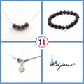 Miniatyrbild 1 av 4: Parure smycken Armband Halsband 4 granatpärlor 8 mm kedja rostfritt stål