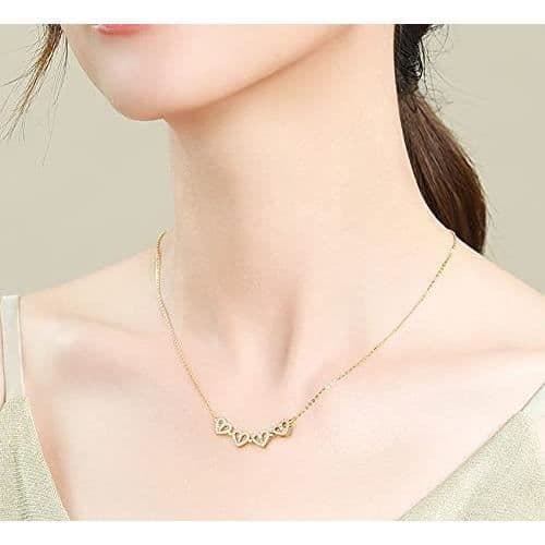 Hängehalsband - Guld - Fyrklöver - Kubisk zirkon - Justerbar längd 40+6 cm - Fällbar