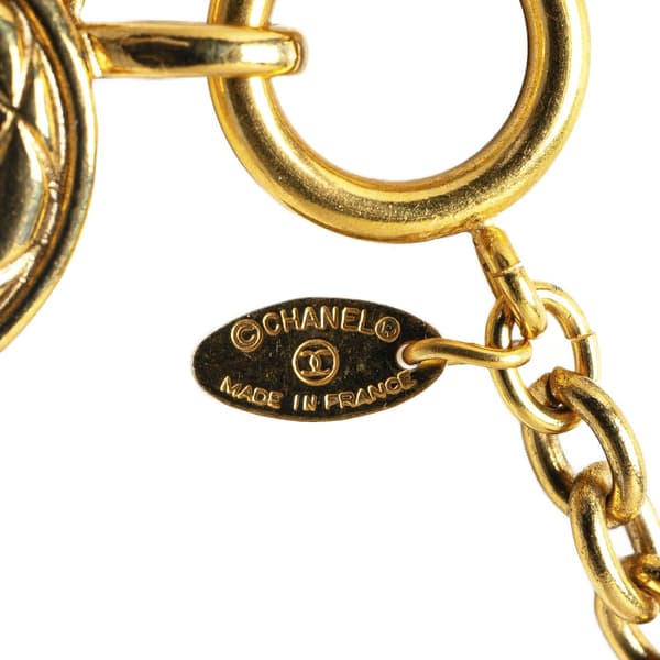 Pre-owned Chanel Gold Plated Quilted CC Pendant Necklace Gold