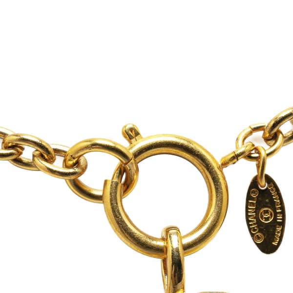 Pre-owned Chanel Gold Plated Quilted CC Pendant Necklace Gold