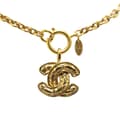 Pikkukuva 1 / 7: Pre-owned Chanel Gold Plated Quilted CC Pendant Necklace Gold