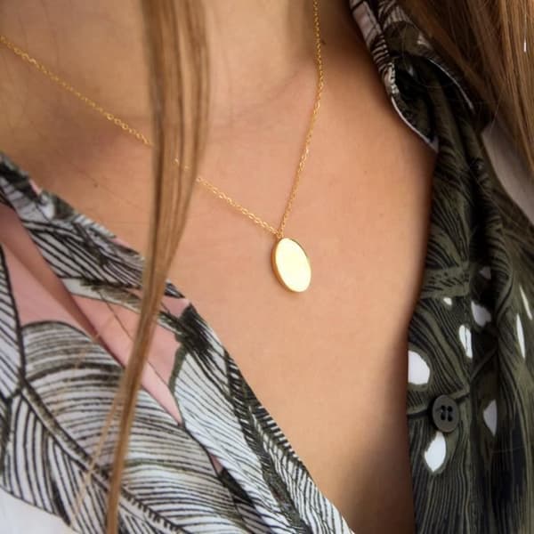 Collier - Suck UK - Ovalt - Rostfritt stål - 25 cm - Guld