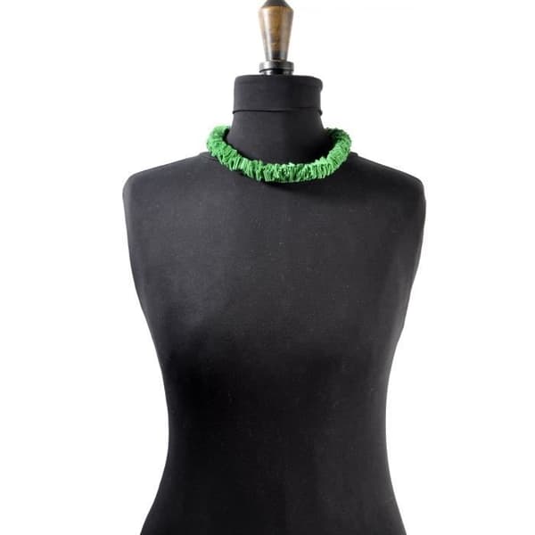 Collier - Siyalu - Litet modell - Grönt tyg - 42 cm - Etnisk