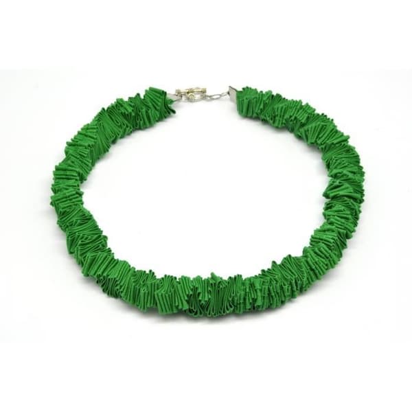 Collier - Siyalu - Litet modell - Grönt tyg - 42 cm - Etnisk