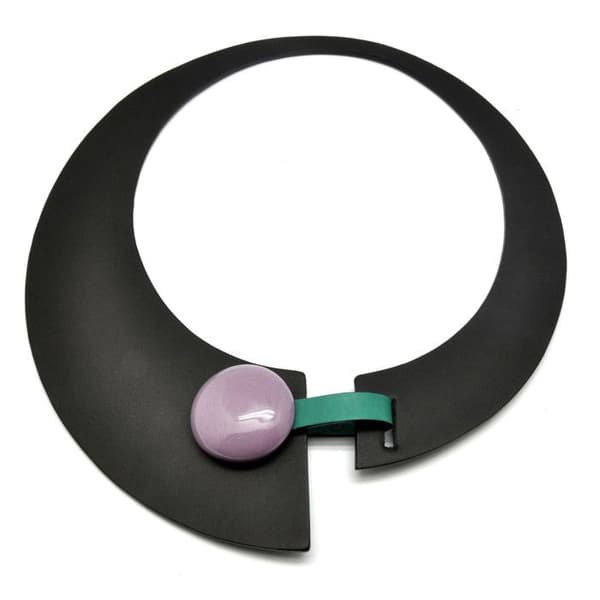 Läder- och keramikhalsband - Ceraselle - Svart och lila - Dam