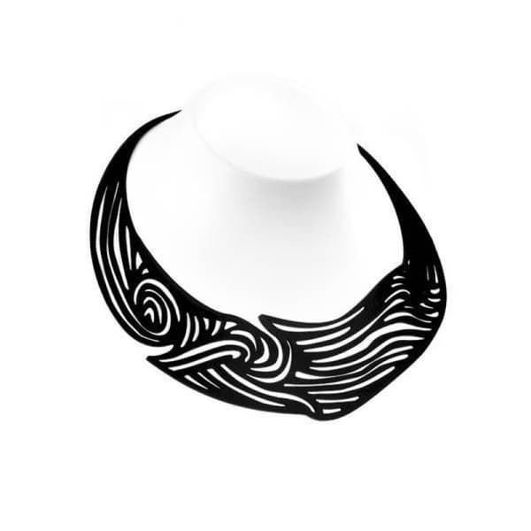 Halsband - APARA - Zebra - Svart - Mineral silikon - 49-52 cm - Hypoallergenisk