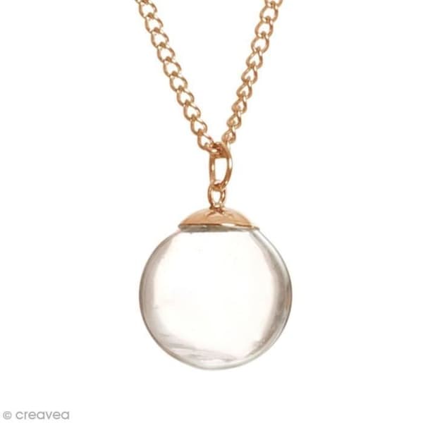 Pendentif - Roséguld - Mini boll - Glas - 1,8 cm - Anpassningsbara smycken