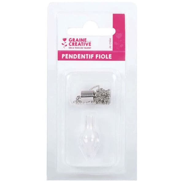 Pendentif - Silver - Glasflaska - 3 cm - Dropp - Unisex