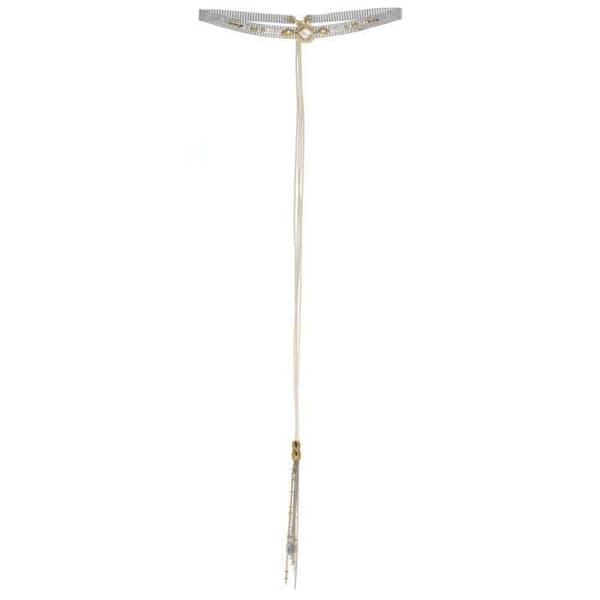 Chokerhalsband - FRANCK HERVAL - Adele - Swarovski - Hematit - Vit pärlemor