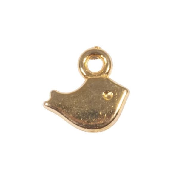 Mini metallhänge Bird, guld, 8x5mm, tab.-LS 6st