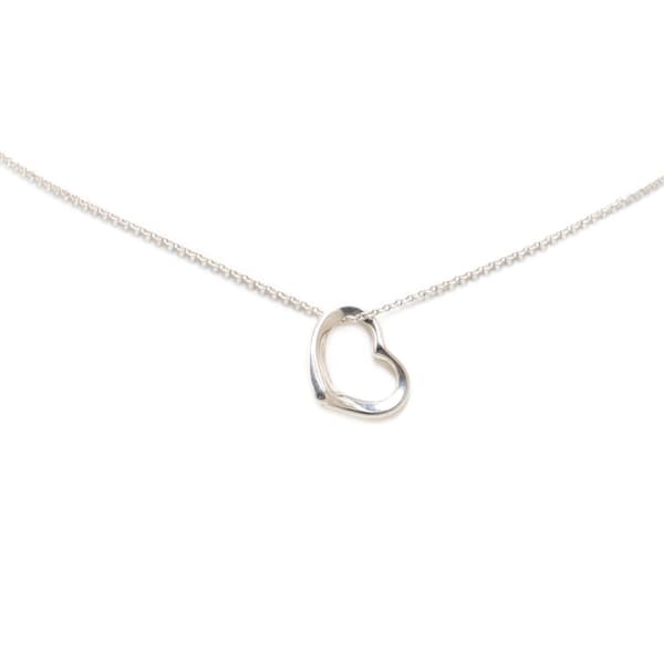 Pre-owned Tiffany Sterling Silver Elsa Peretti Open Heart Pendant Necklace Silver