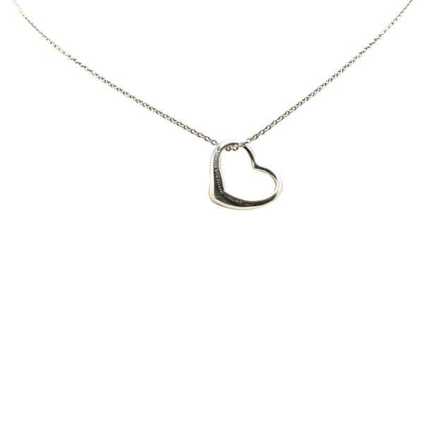 Pre-owned Tiffany Elsa Peretti Sterling Silver Open Heart Pendant Necklace Silver