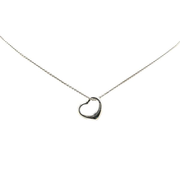 Pre-owned Tiffany Elsa Peretti Sterling Silver Open Heart Pendant Necklace Silver