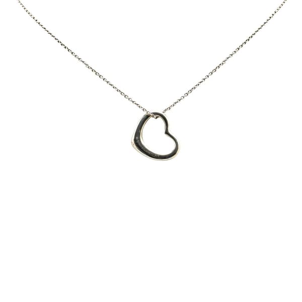 Pre-owned Tiffany Elsa Peretti Sterling Silver Open Heart Pendant Necklace Silver