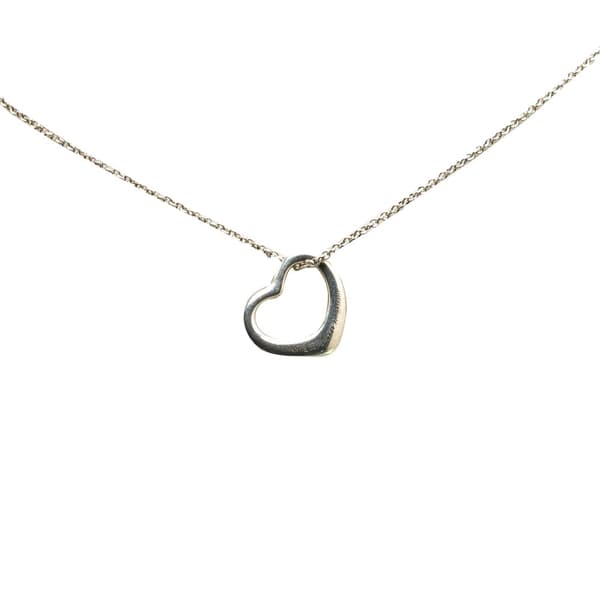 Pre-owned Tiffany Elsa Peretti Sterling Silver Open Heart Pendant Necklace Silver