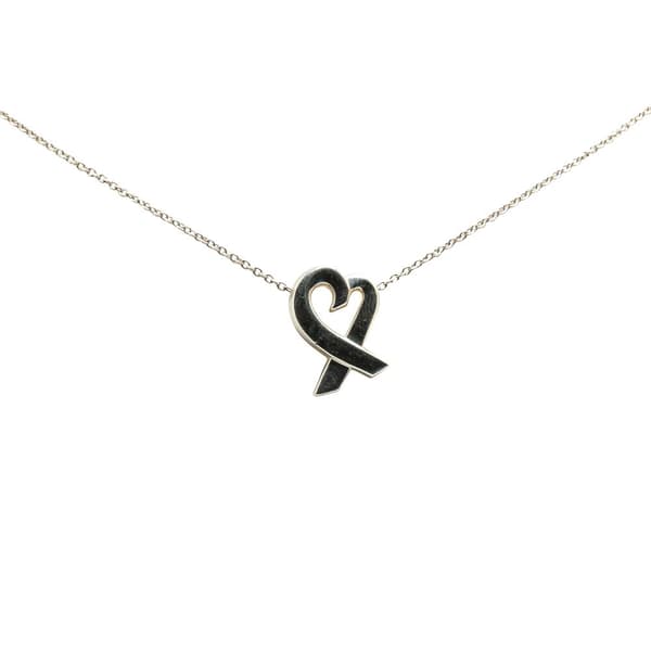 Pre-owned Tiffany Paloma Picasso Sterling Silver Loving Heart Pendant Necklace Silver