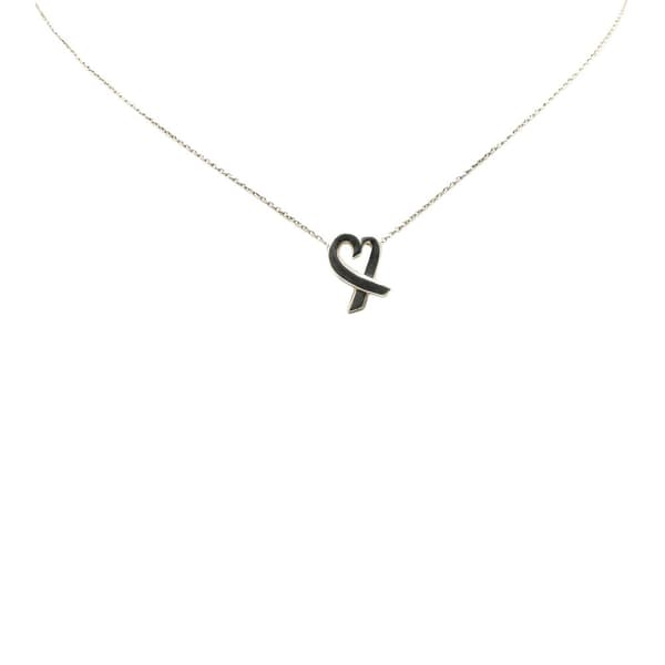 Pre-owned Tiffany Paloma Picasso Sterling Silver Loving Heart Pendant Necklace Silver