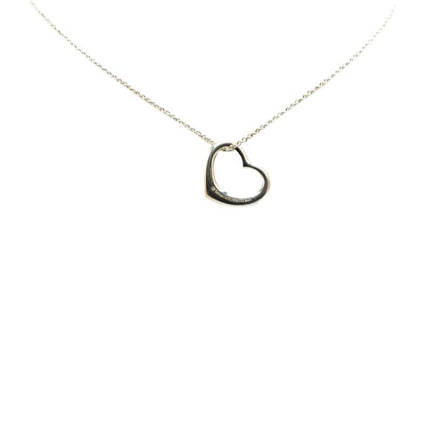 Pre-owned Tiffany Elsa Peretti Sterling Silver Open Heart Pendant Necklace Silver