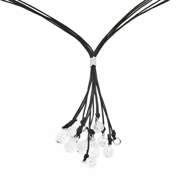 ESPRIT Halsband i Läder för Kvinna 80 cm i Silver 925/1000 med Glasstenar E.ESNL91516A80