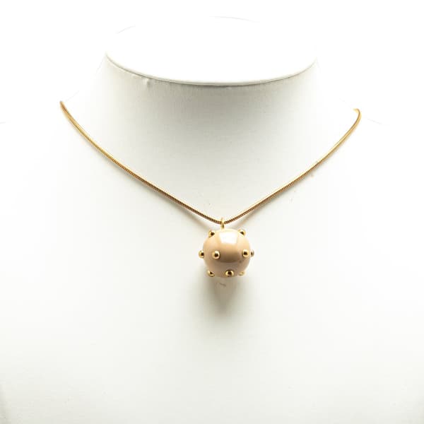Pre-owned Chanel Gold Plated Enamel CC Studded Sphere Pendant Necklace Gold