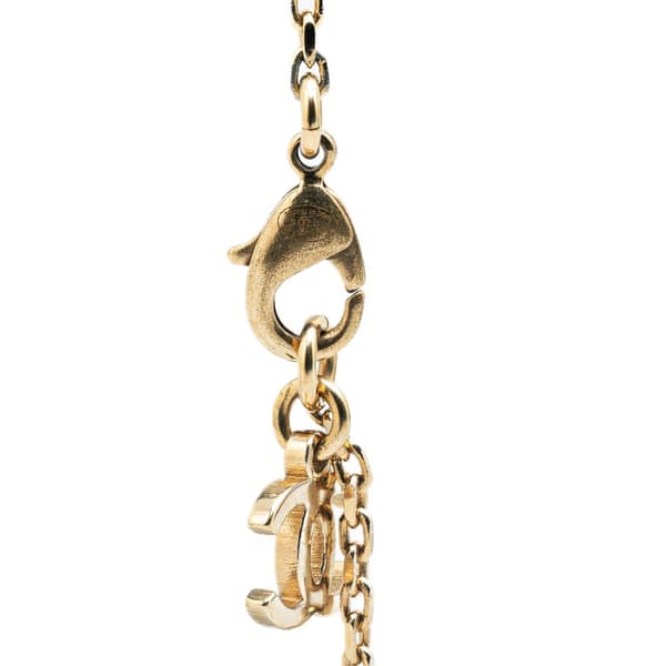 Pre-owned Chanel Gold Plated Rhinestones CC Pendant Necklace Gold