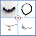 Miniatyrbild 1 av 4: Parure smycken - Ett Smycke - Matt svart onyx 8 mm - Lapis Lazuli - Anpassningsbar storlek - Tillverkad i Frankrike