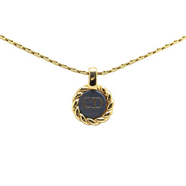 Pre-owned Dior Gold Plated CD Logo Pendant Necklace Gold