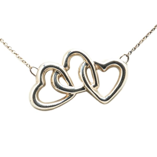 Pre-owned Tiffany Elsa Peretti Sterling Silver Triple Heart Pendant Necklace Silver