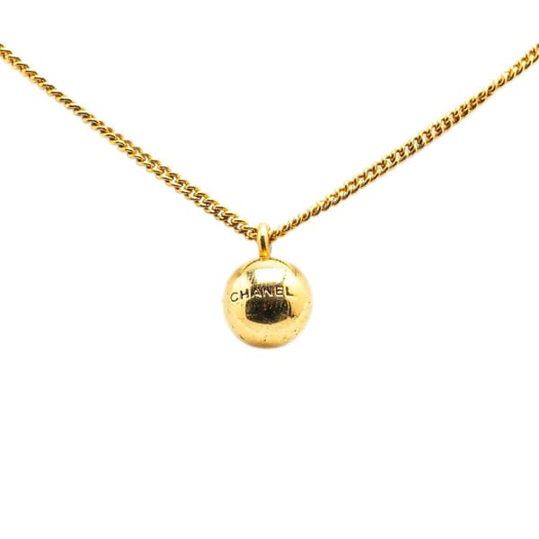 Pre-owned Chanel Gold Plated Sphere Charm Pendant Necklace Gold