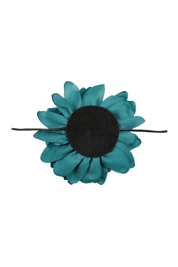 Trendigt Retro Boho Svart Choker / Halsband med en Stor Turkos Blomma