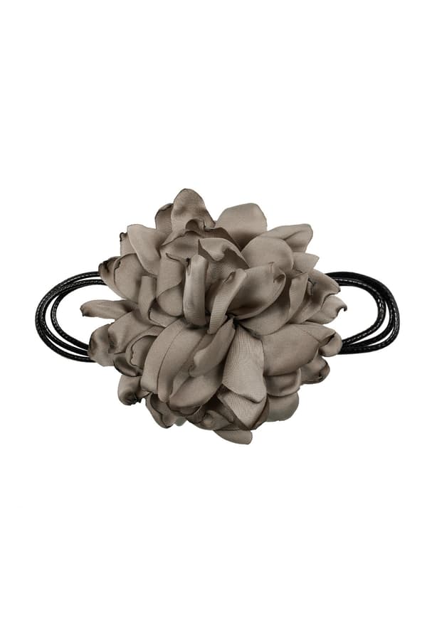 Trendigt Retro Vintage Svart Choker / Halsband med en Stor Brun Blomma