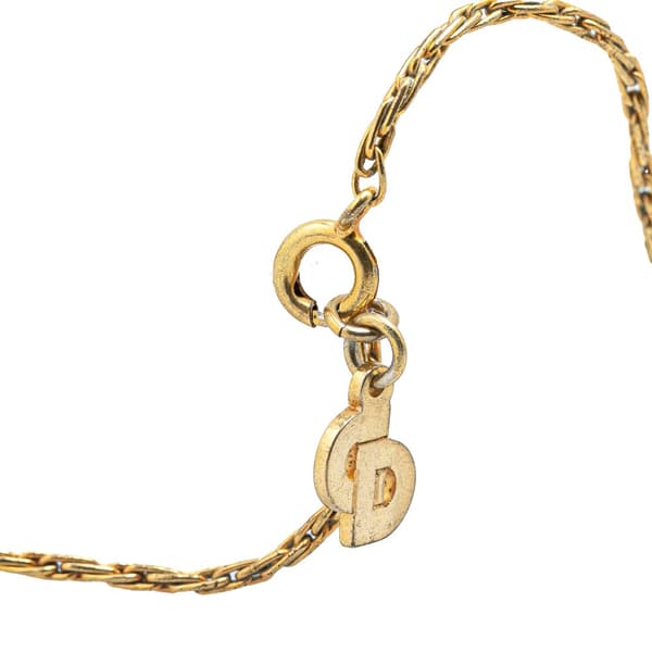 Pre-owned Dior Gold Plated Rhinestones Padlock Pendant Necklace Gold