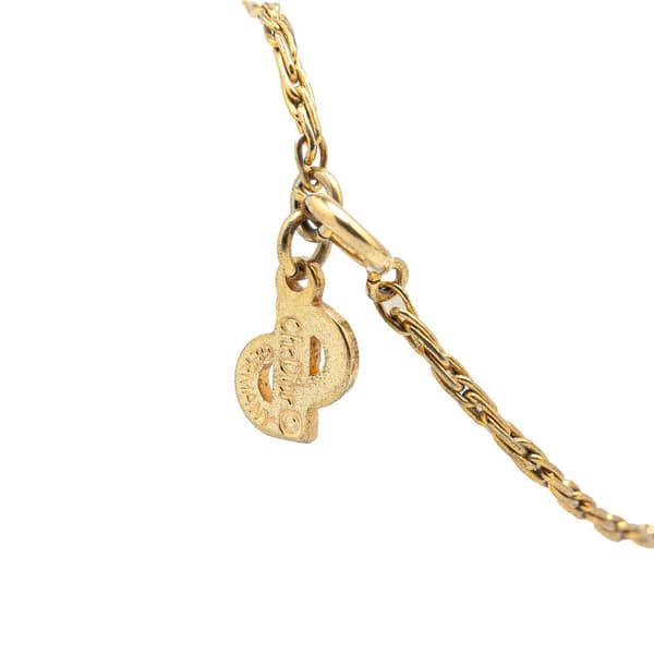 Pre-owned Dior Gold Plated Rhinestones Padlock Pendant Necklace Gold