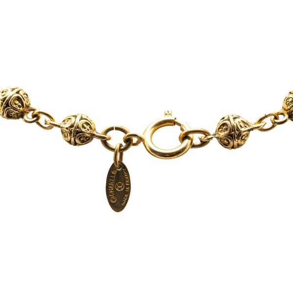 Pre-owned Chanel Gold Plated Bead Strand Necklace Gold