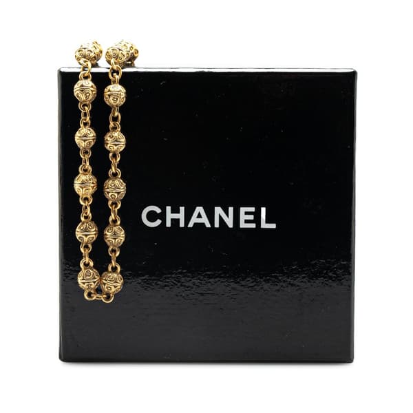 Pre-owned Chanel Gold Plated Bead Strand Necklace Gold