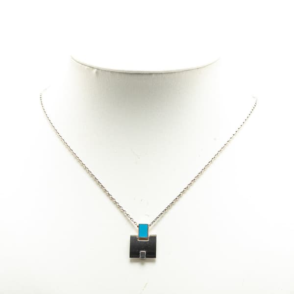 Pre-owned Hermès Palladium Plated Eileen Pendant Necklace Silver