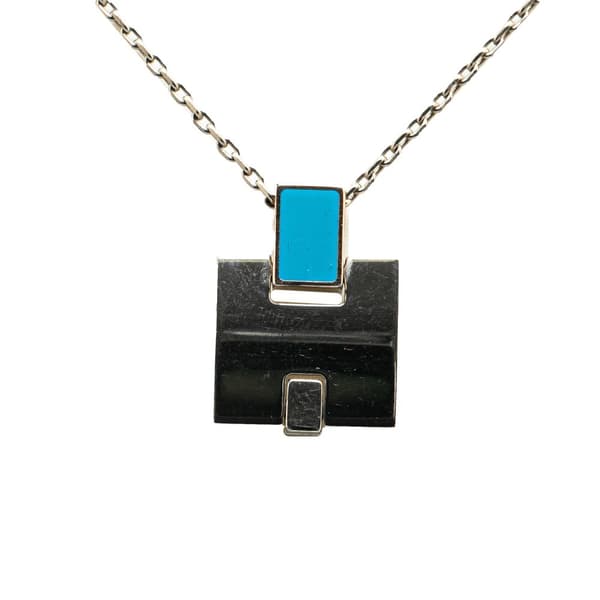 Pre-owned Hermès Palladium Plated Eileen Pendant Necklace Silver
