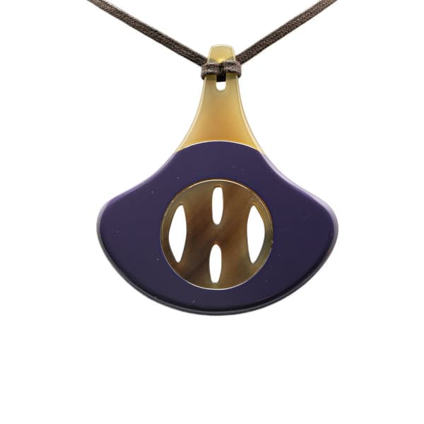 Pre-owned Hermès Horn and Lacquer Pendant Necklace Purple
