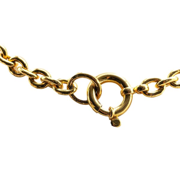 Pre-owned Chanel Gold Plated CC Round Pendant Necklace Gold