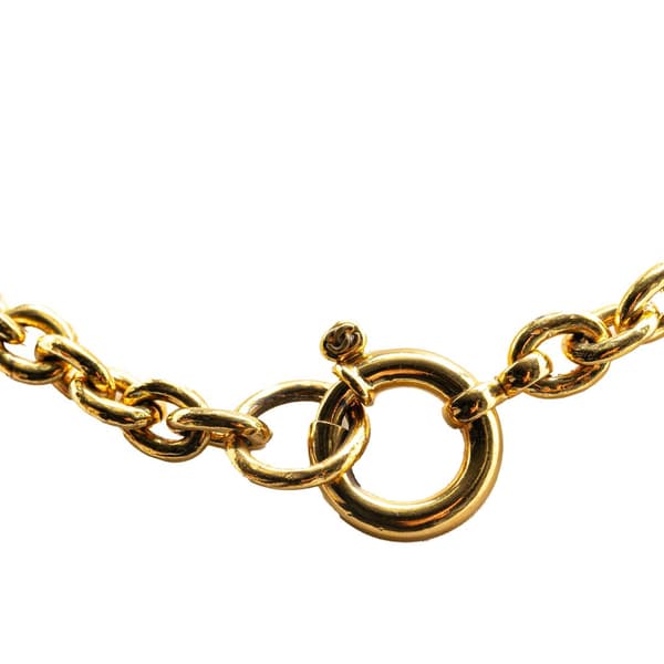 Pre-owned Chanel Gold Plated CC Round Pendant Necklace Gold